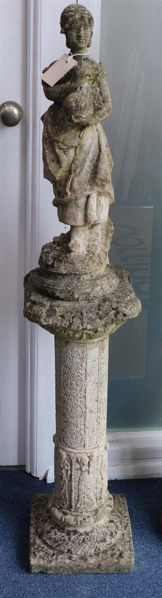 A composition statue and pedestal, H.127cm